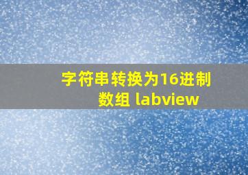 字符串转换为16进制数组 labview